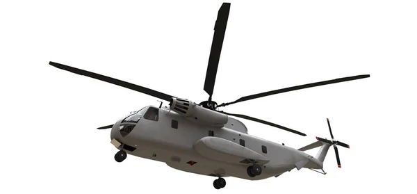 Militärtransporter oder Rettungshubschrauber auf weißem Hintergrund. 3D-Illustration. — Stockfoto