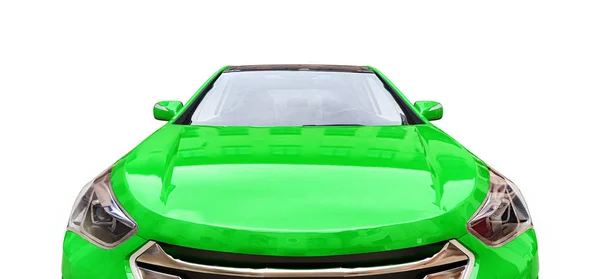 Beyaz bir arka plan üzerinde kompakt şehir crossover yeşil renk. 3d render. — Stok fotoğraf
