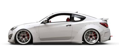 Beyaz küçük spor otomobil coupe. 3D render.