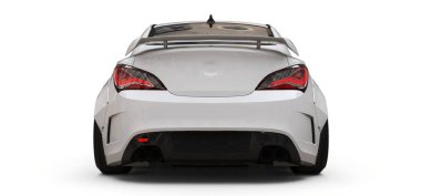 Beyaz küçük spor otomobil coupe. 3D render.