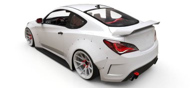 Beyaz küçük spor otomobil coupe. 3D render.