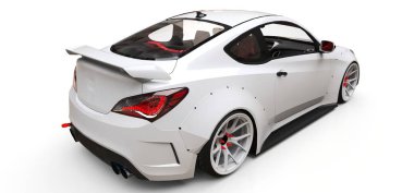 Beyaz küçük spor otomobil coupe. 3D render.