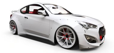 Beyaz küçük spor otomobil coupe. 3D render.