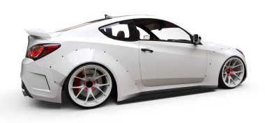 Beyaz küçük spor otomobil coupe. 3D render.