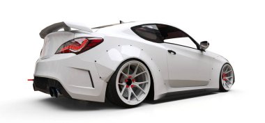 Beyaz küçük spor otomobil coupe. 3D render.