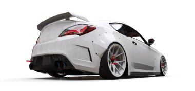 Beyaz küçük spor otomobil coupe. 3D render.