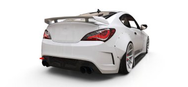 Beyaz küçük spor otomobil coupe. 3D render.