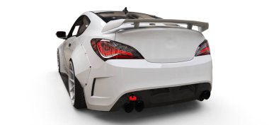 Beyaz küçük spor otomobil coupe. 3D render.