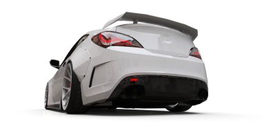 Beyaz küçük spor otomobil coupe. 3D render.