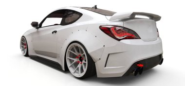 Beyaz küçük spor otomobil coupe. 3D render.