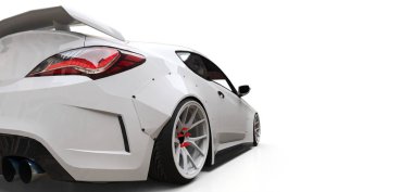 Beyaz küçük spor otomobil coupe. 3D render.