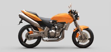 Turuncu kentsel spor gri bir arka plan üzerinde iki kişilik motosiklet. 3d illüstrasyon.