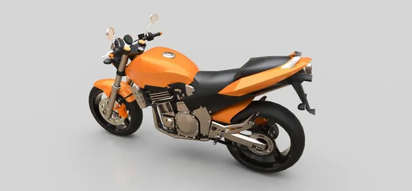 Orange urban sport two-seater motorcycle on a gray background. 3d illustration. — Stock Photo, Image