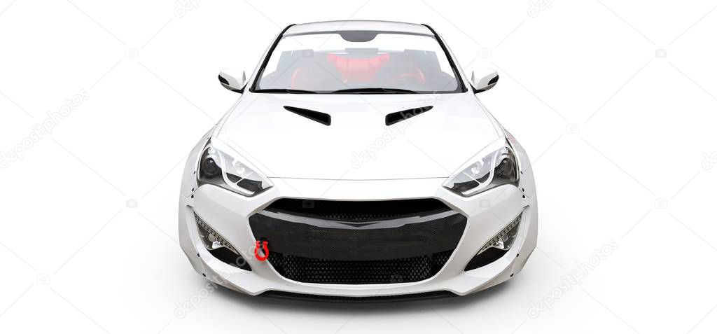 White small sports car coupe. 3d rendering.