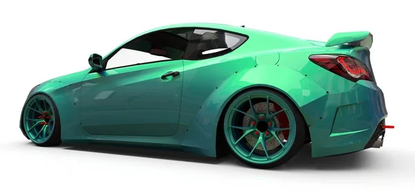 Zöld kis sportkocsi kupé. 3D-s renderelés. — Stock Fotó
