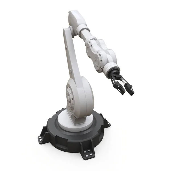 Robotické rameno pro jakoukoliv práci v továrně nebo ve výrobě. Mechatronické vybavení pro složité úkoly. 3D ilustrace. — Stock fotografie