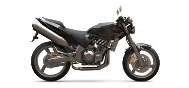 Siyah kentsel spor beyaz bir arka plan üzerinde iki kişilik motosiklet. 3d illüstrasyon.