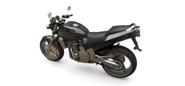 Siyah kentsel spor beyaz bir arka plan üzerinde iki kişilik motosiklet. 3d illüstrasyon.