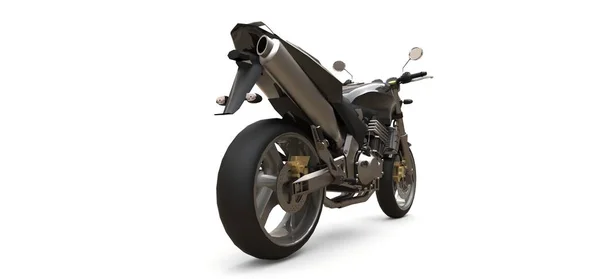 Black urban sport two-seater motorcycle on a white background. 3d illustration. — Stock Photo, Image