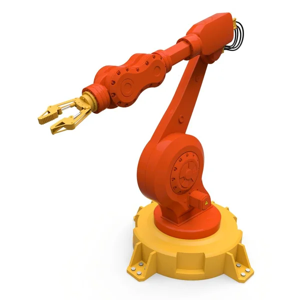 Robotic orange arm for any work in a factory or production. Mechatronic equipment for complex tasks. 3d illustration. — Stock Photo, Image