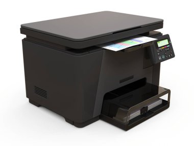 Beyaz arka planda lazer mfp. 3d illüstrasyon.