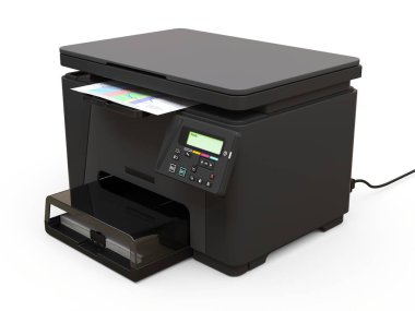 Beyaz arka planda lazer mfp. 3d illüstrasyon.