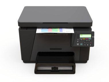 Beyaz arka planda lazer mfp. 3d illüstrasyon.