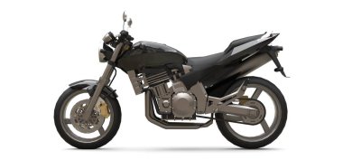 Siyah kentsel spor beyaz bir arka plan üzerinde iki kişilik motosiklet. 3d illüstrasyon.