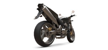 Siyah kentsel spor beyaz bir arka plan üzerinde iki kişilik motosiklet. 3d illüstrasyon.