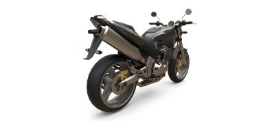 Siyah kentsel spor beyaz bir arka plan üzerinde iki kişilik motosiklet. 3d illüstrasyon.