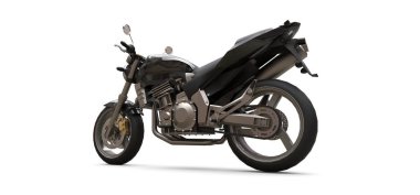 Siyah kentsel spor beyaz bir arka plan üzerinde iki kişilik motosiklet. 3d illüstrasyon.