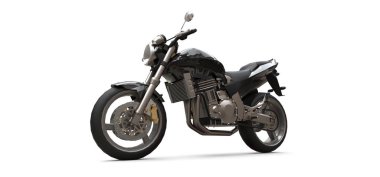 Siyah kentsel spor beyaz bir arka plan üzerinde iki kişilik motosiklet. 3d illüstrasyon.