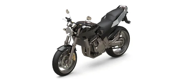 Czarny miejski Sport dwumiejscowy motocykl na białym tle. ilustracja 3D. — Zdjęcie stockowe