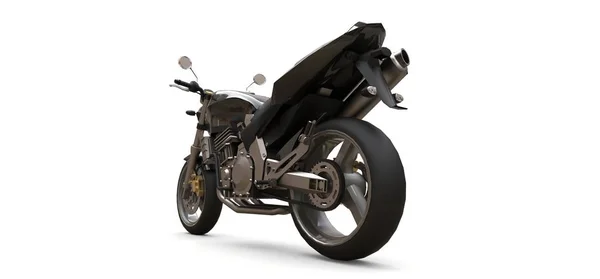 Motocicleta deportiva urbana negra de dos plazas sobre fondo blanco. ilustración 3d . —  Fotos de Stock