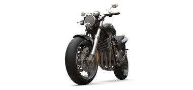 Siyah kentsel spor beyaz bir arka plan üzerinde iki kişilik motosiklet. 3d illüstrasyon.