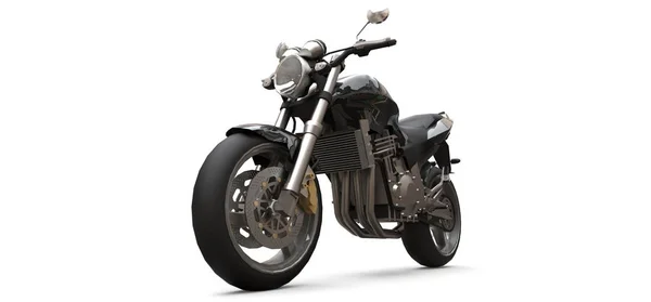 白い背景に黒い都市スポーツ2人乗りのオートバイ。3Dイラスト. — ストック写真