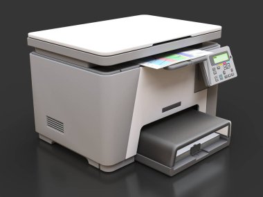 Gri arka planda lazer mfp. 3d illüstrasyon.
