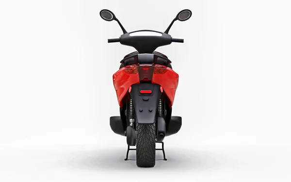 Modern urban röd moped på vit bakgrund. 3D-illustration. — Stockfoto