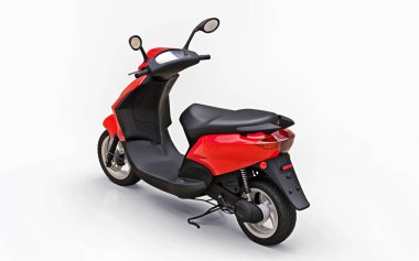 Beyaz arka planda modern kentsel kırmızı mobilet. 3d illüstrasyon.