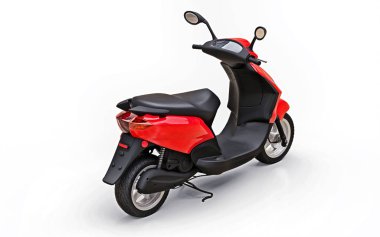 Beyaz arka planda modern kentsel kırmızı mobilet. 3d illüstrasyon.