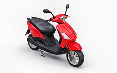 Beyaz arka planda modern kentsel kırmızı mobilet. 3d illüstrasyon.