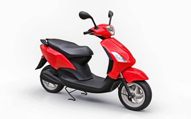 Beyaz arka planda modern kentsel kırmızı mobilet. 3d illüstrasyon.