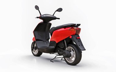 Beyaz arka planda modern kentsel kırmızı mobilet. 3d illüstrasyon.