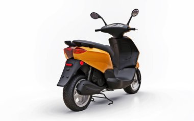 Beyaz arka planda modern turuncu motosiklet. 3d illüstrasyon.