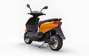 Beyaz arka planda modern turuncu motosiklet. 3d illüstrasyon.