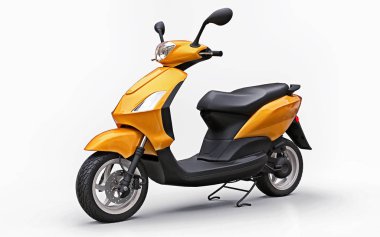 Beyaz arka planda modern turuncu motosiklet. 3d illüstrasyon.