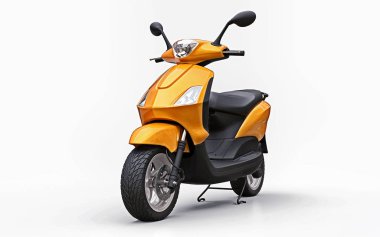 Modern urban orange moped on a white background. 3d illustration. clipart