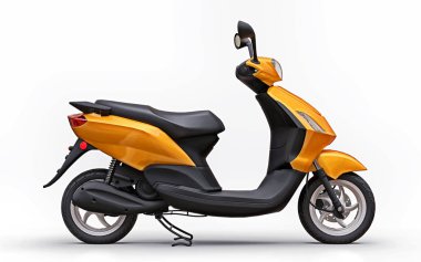 Beyaz arka planda modern turuncu motosiklet. 3d illüstrasyon.