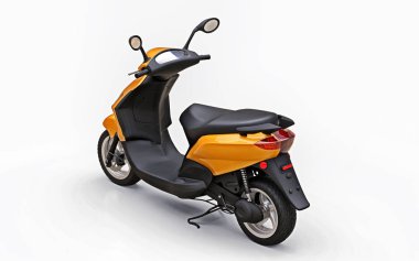 Beyaz arka planda modern turuncu motosiklet. 3d illüstrasyon.