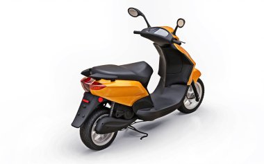Beyaz arka planda modern turuncu motosiklet. 3d illüstrasyon.